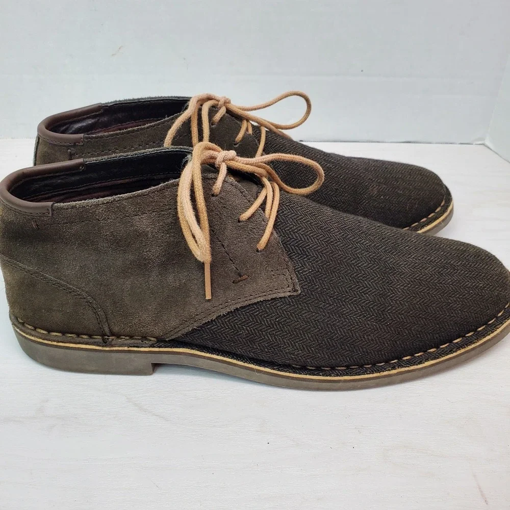 Kenneth Cole Reaction Brown Suede & Textile Desert Sun Chukka Boot Shoes US 11 M
